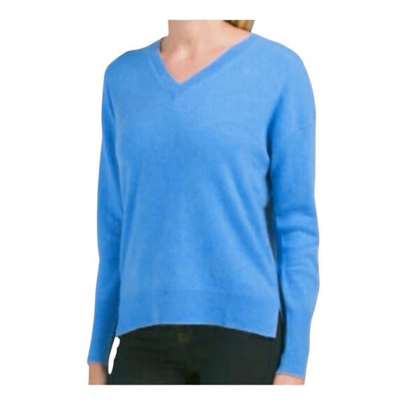 Tahari Women's Blue 100% 2-PLY Cashmere V-Neck Long Sleeve Sweater Size XL - Picture 1 of 11